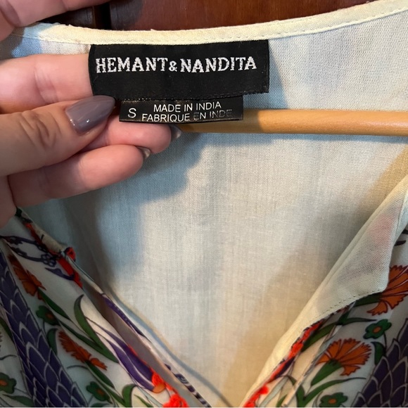 Hemant & Nandita Istanbul Silk Multi Color Print Tiered Mini Dress Size S - Picture 3 of 10